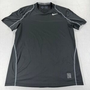 Nike Pro Mens Dri-FIT Fitted Training Shirt Black Grey Stitching Large L